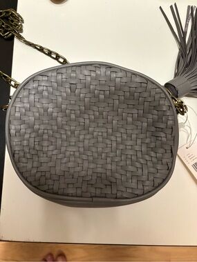 Anthropologie Woven Oval Crossbody Bag - Gray